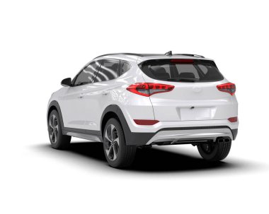 modern beyaz SUV arabası beyaz arkaplanda izole edildi