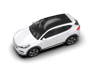 modern beyaz SUV arabası beyaz arkaplanda izole edildi