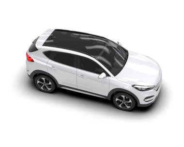 modern beyaz SUV arabası beyaz arkaplanda izole edildi