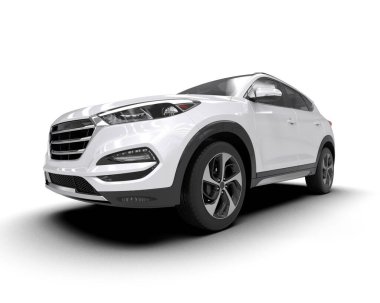 modern beyaz SUV arabası beyaz arkaplanda izole edildi