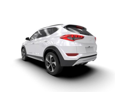 modern beyaz SUV arabası beyaz arkaplanda izole edildi