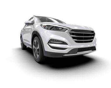 modern beyaz SUV arabası beyaz arkaplanda izole edildi