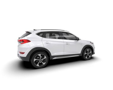 modern beyaz SUV arabası beyaz arkaplanda izole edildi