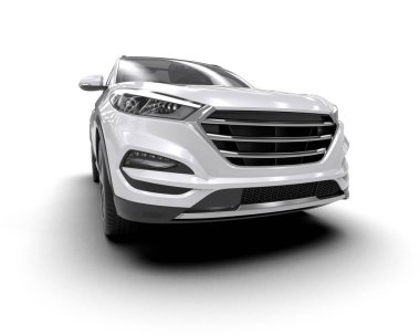 modern beyaz SUV arabası beyaz arkaplanda izole edildi