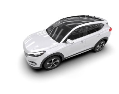 modern beyaz SUV arabası beyaz arkaplanda izole edildi