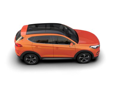 kırmızı modern şehir arabası - arka görünüm - ön görünüm - beyaz üzerinde izole