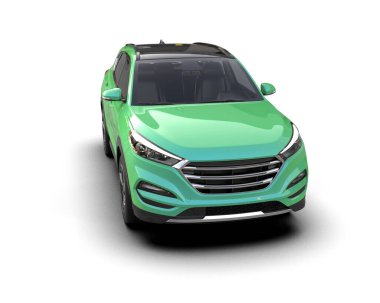 yeşil SUv beyaz arkaplanda izole edildi.