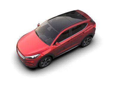 araba kırmızı modern SUV beyaz arka planda - 3 boyutlu illüstrasyon