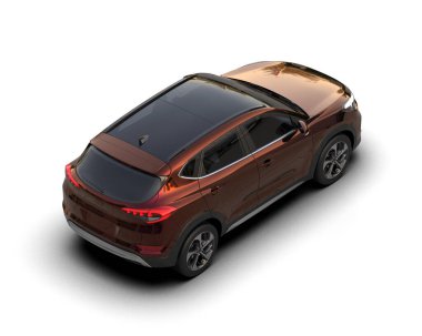 Beyaz stüdyo arka planında 3 boyutlu markasız bir SUV.