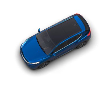 Beyaz arka planda modern bir araba. 3d oluşturma