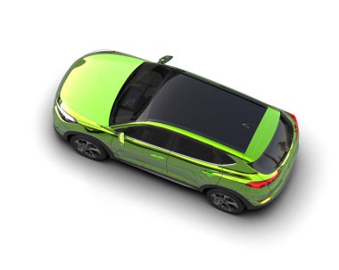 yeşil modern araba beyaz arka planda izole edilmiş.