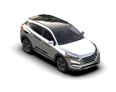 Beyaz arka planda araba şehri. 3d oluşturma