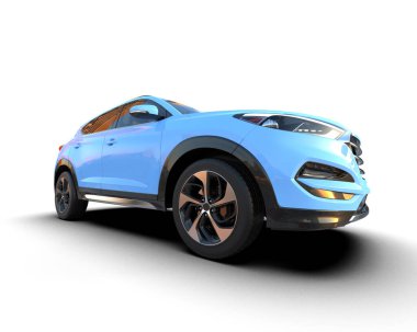 Stüdyo ortamında markasız bir SUV 'un 3 boyutlu çizimi