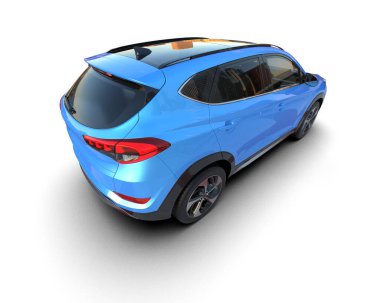 Beyaz arka planda izole edilmiş gerçekçi bir SUV arabası. 3d görüntüleme - illüstrasyon
