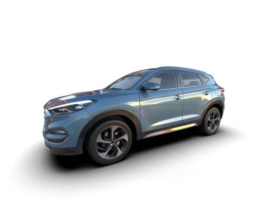 Siyah stüdyo arka planında 3 boyutlu markasız bir SUV.