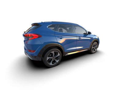 Modern araba arka planda izole edilmiş. 3D görüntüleme - illüstrasyon