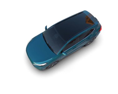 beyaz arkaplanda modern mavi araba