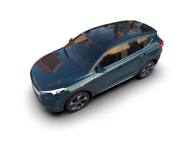 Modern araba arka planda izole edilmiş. 3D görüntüleme - illüstrasyon