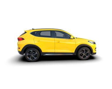 Araba, modern şehir konsepti. Beyaz arka planda izole edilmiş. 3d illüstrasyon