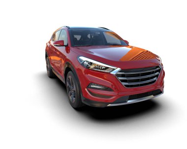 Modern araba beyaz arka planda izole edilmiş güzel ve güzel kırmızı-beyaz bir araba kendi tasarımın için gri gövdeli.