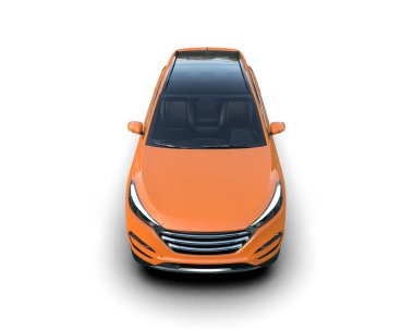 Beyaz arka planda turuncu SUV 'un 3 boyutlu resmi.