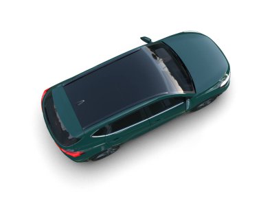 Beyaz stüdyo ortamında izole edilmiş 3 boyutlu markasız bir SUV.