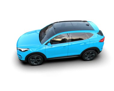 Mavi modern araba. 3d oluşturma.