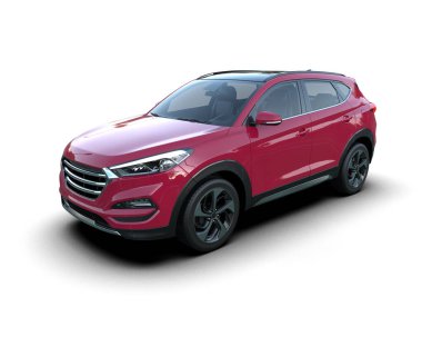 Beyaz arka planda kırmızı lüks SUv