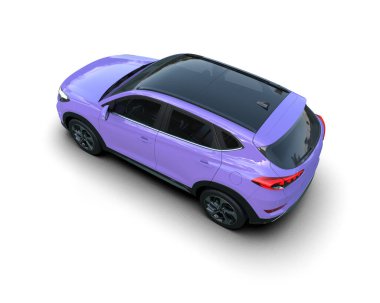 Pembe araba beyazda izole edilmiş. 3d oluşturma