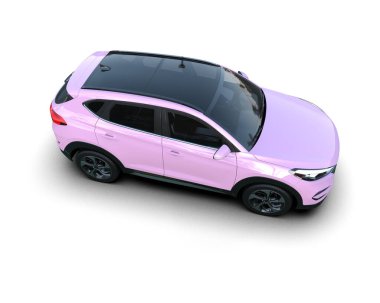 Arka planda modern pembe şehir arabası. 3d oluşturma