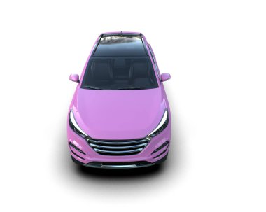 modern pembe araba beyaz arka planda izole edilmiş.