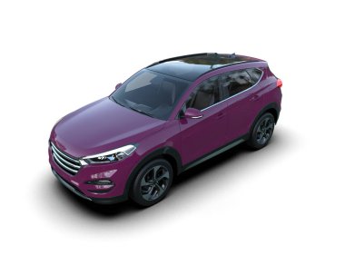 Stüdyo ortamında markasız bir SUV 'un 3 boyutlu çizimi