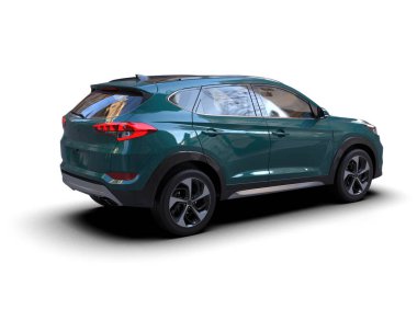 Beyaz arka planda bir araba. Beyaz arka planda bir araba. 3d oluşturma.