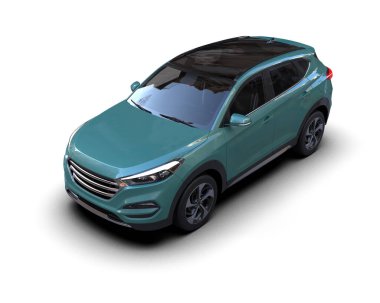 Modern SUV beyaz arka planda izole edildi. 3d oluşturma