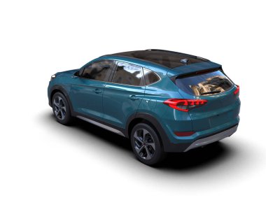 Mavi ekranlı araba. 3d illüstrasyon