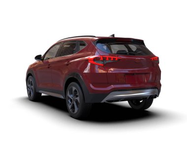 SUV beyaz yolda izole edildi. 3d oluşturma