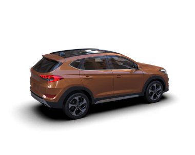 Beyaz arka planda bir araba. 3d oluşturma.