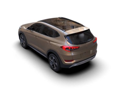 beyaz arkaplan üzerinde araba SUV 3D görüntüleme