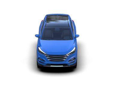 Gri arka planda mavi modern bir araba. 3d oluşturma