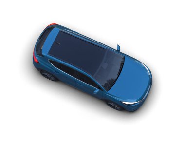 mavi modern elektrikli araba - üst görünüm