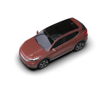 Gri arka planda kırmızı modern araba. 3d oluşturma