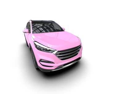 Beyaz arka planda modern bir araba. 3d oluşturma