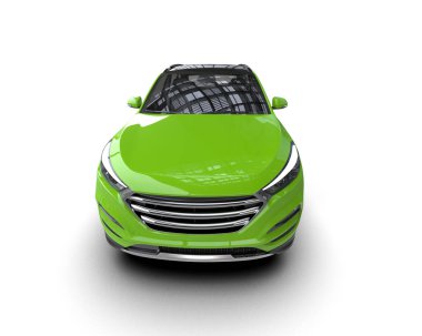 yeşil modern modern araba konsepti. 3 Boyutlu Hazırlama