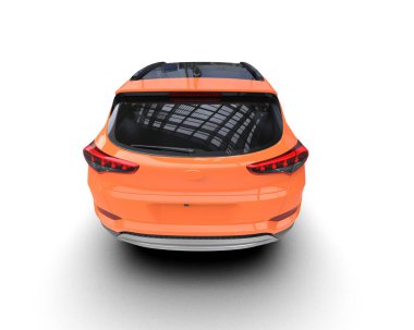 Gri renkli turuncu bir sedan.