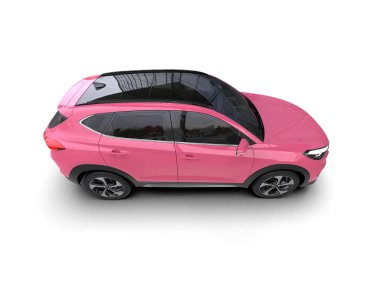 Beyaz arka planda izole edilmiş pembe spor araba - 3 boyutlu illüstrasyon