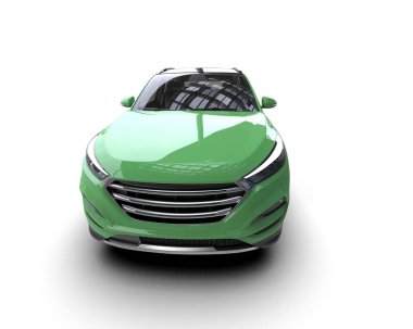 Beyaz arka planda modern bir araba. 3d oluşturma