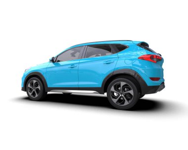 modern mavi araba - 3D illüstrasyon