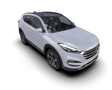 Modern şehir arabası arka planda izole edilmiş. 3 Boyutlu Hazırlama