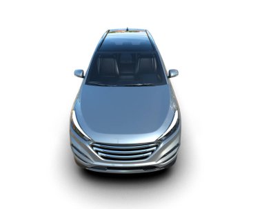 Mavi araba beyaz arka planda izole edilmiş. 3d illüstrasyon.