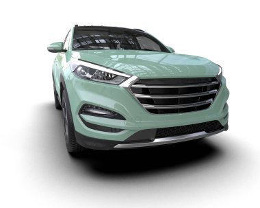 modern yeşil araba arka planda izole edilmiş. 3 Boyutlu Hazırlama